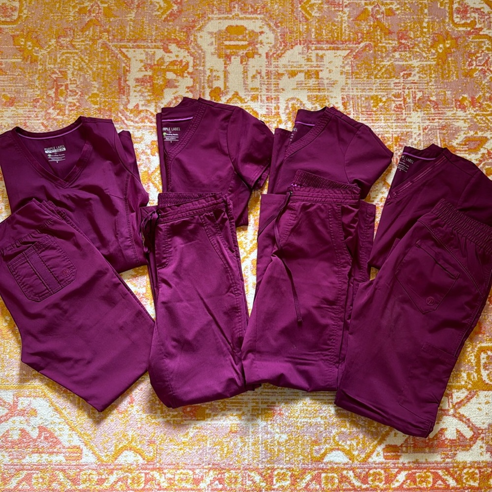 Set of 8: Gently used Purple Label by Healing Hands scrubs bundle